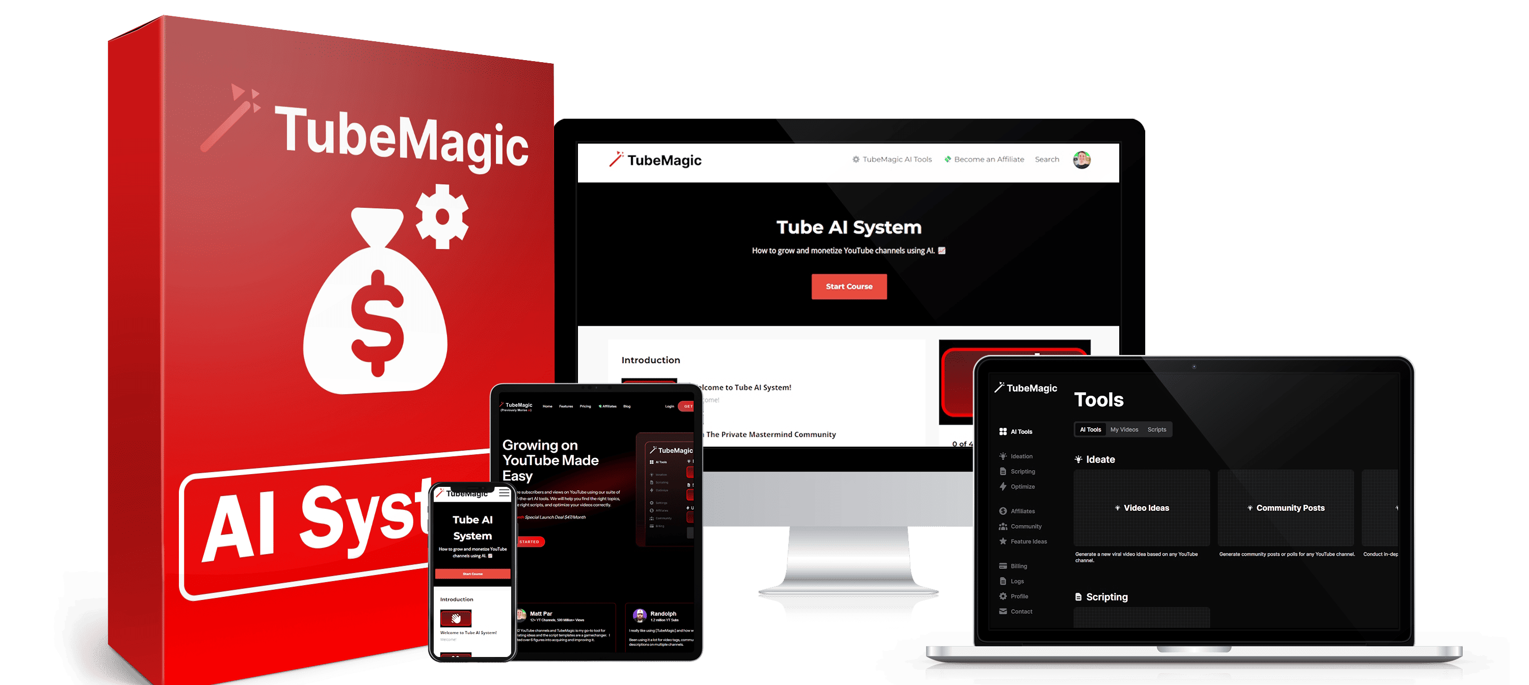 TubeMagic AI YouTube growth software dashboard